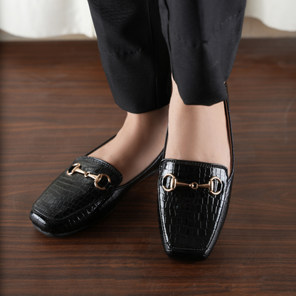 ElaraWalk Classic Black Loafers