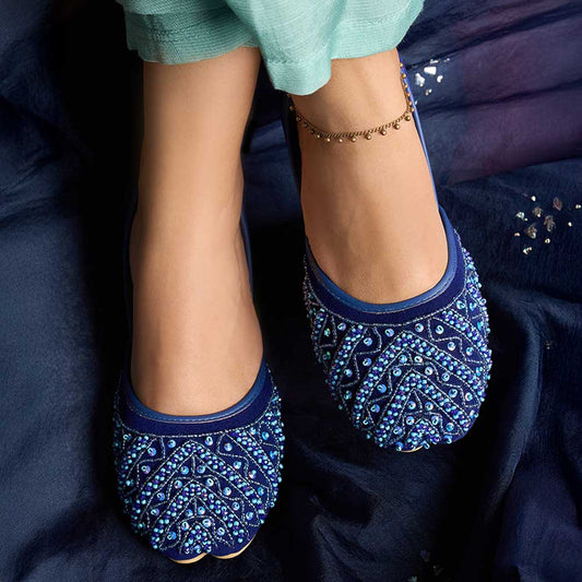 ElaraWalk Midnight Blue Jewel Khussa