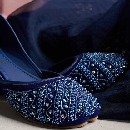 ElaraWalk Midnight Blue Jewel Khussa