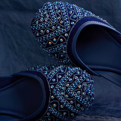 ElaraWalk Midnight Blue Jewel Khussa